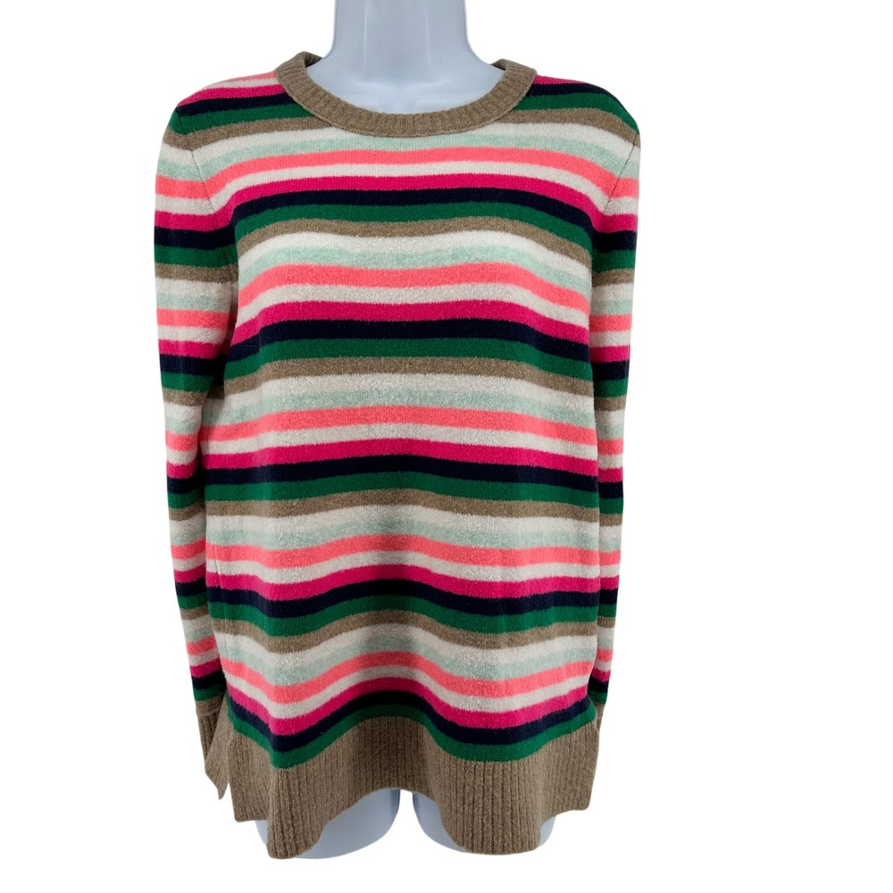 J.Crew Striped Crewneck Sweater Preppy Colorful Bright Cozy Womens S